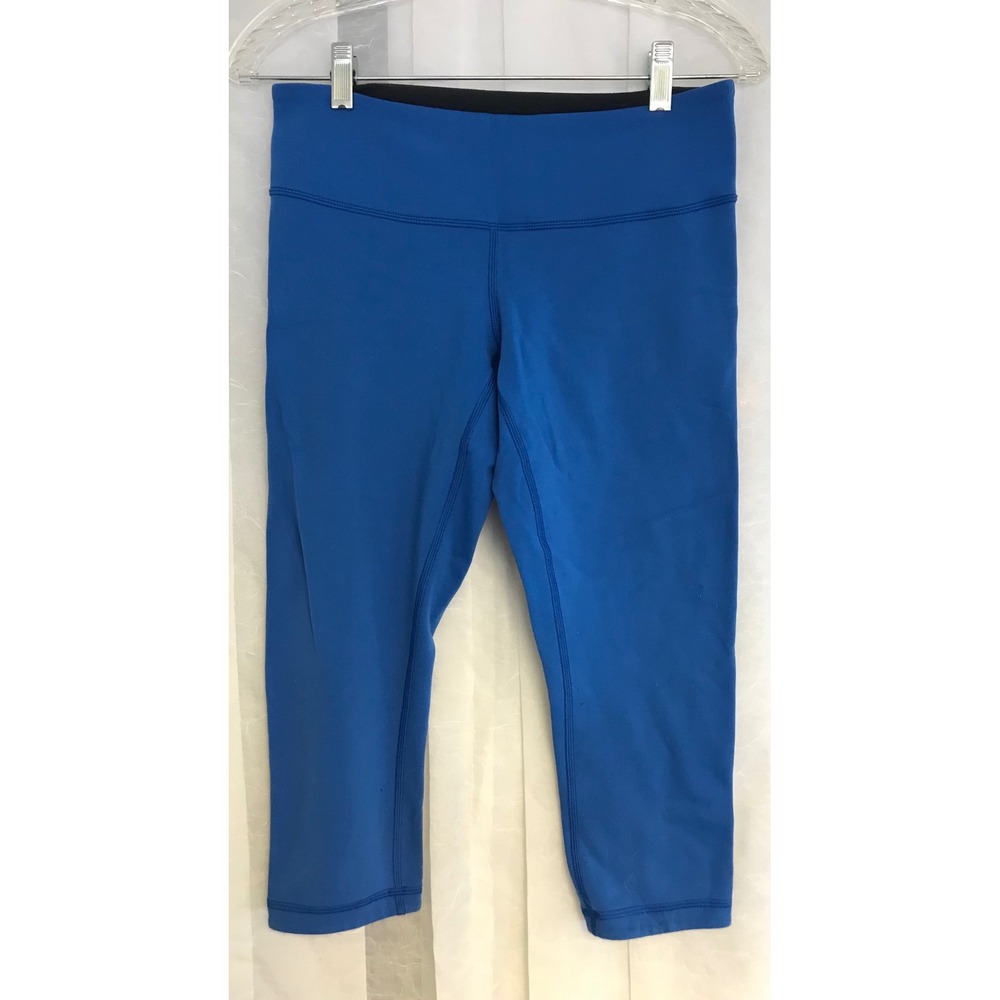 Lululemon Wunder Under Crop Blue Athletic Leggings Yoga Pants Size 8